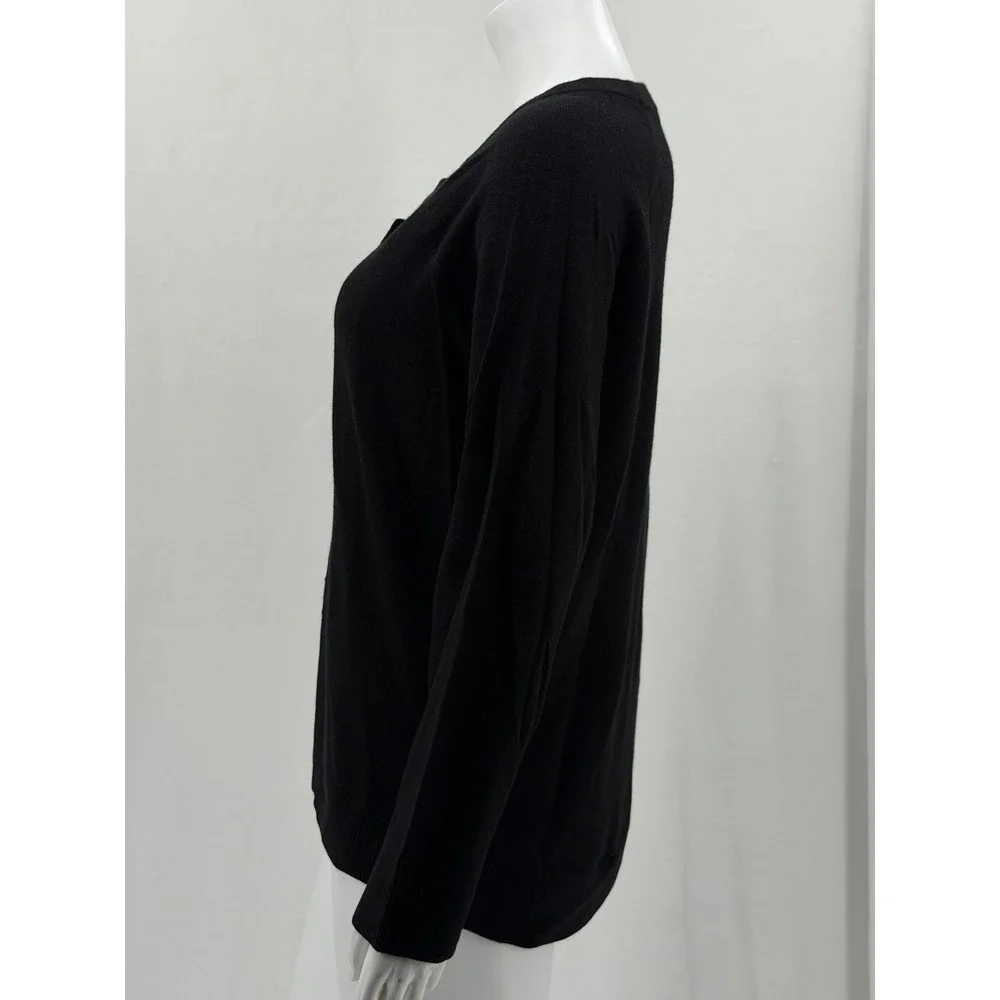 Kate Spade Sweater Women Medium Black Bow Knit Wool Modal Preppy Feminine Staple